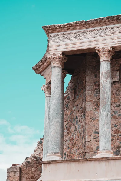 Scaenae frons del Teatro Romano Antico di Merida, Spagna . — Foto Stock