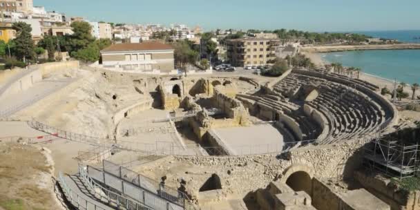 Anfiteatro romano en Tarragona, Costa Dorada, Cataluña, España — Vídeo de stock