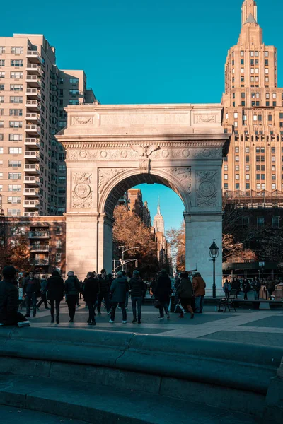 O arco em Washington Square Park, Greenwich Village, Manhattan, Nova York . — Fotografia de Stock