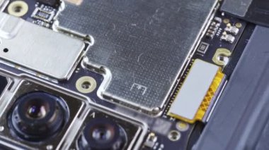 Electronic parts of a smartphone. Macro view
