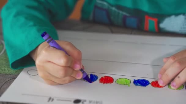 Kid doing homework from home during lockdown — Stock Video