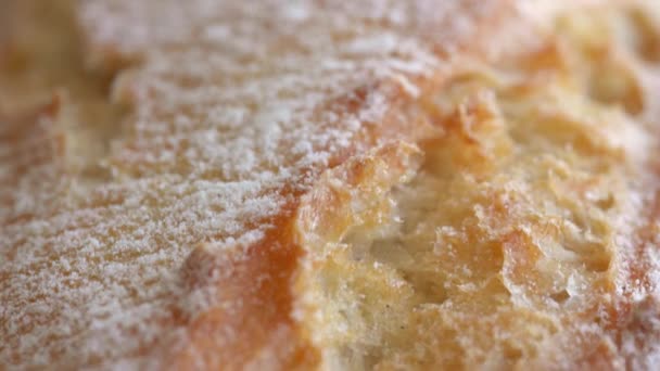 Texture del pane, vista da vicino dall'alto con profondità di campo poco profonda — Video Stock