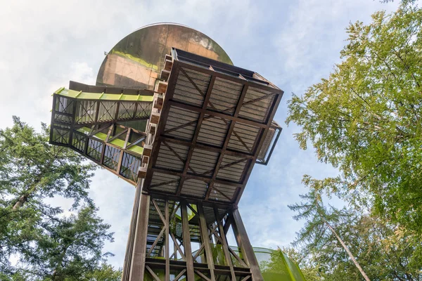 Floresta do parque nacional holandês Veluwe com torre de vigia — Fotografia de Stock