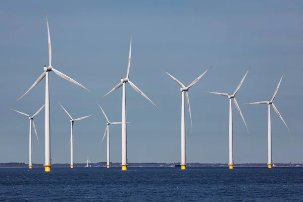 Offshore gård windturbines nära holländska kusten — Stockfoto