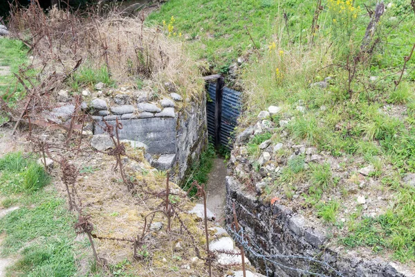 Trench em Butte de Vauquois, campo de batalha da Primeira Guerra Mundial perto de Verdun, França — Fotografia de Stock