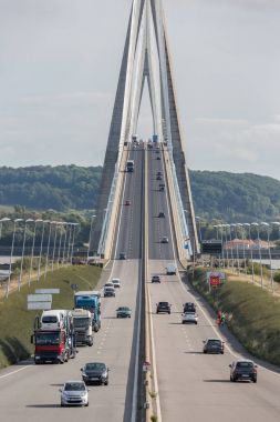 Traffic at Pont de Normandie near Le Havre in France