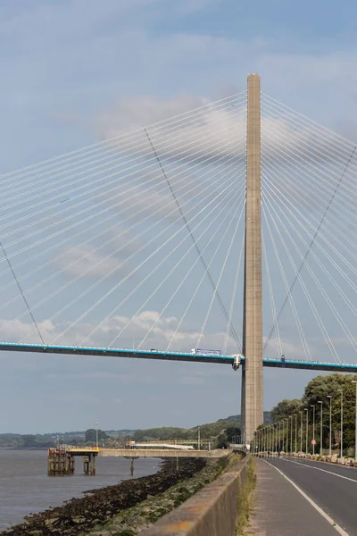 Pont de Normandie, bridge over river Seine in France — Stok fotoğraf