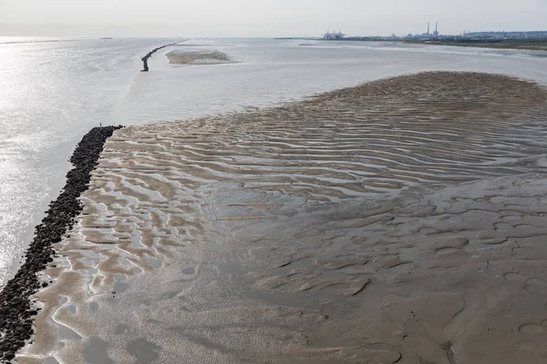 Sandbank River Seine w pobliżu portu w Le Havre, Francja — Zdjęcie stockowe