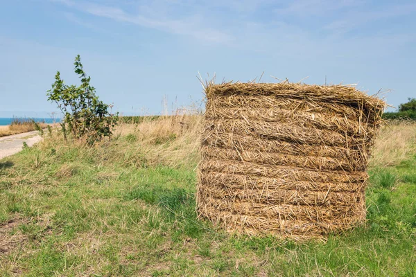 Rural landscape with haystack near coast of Normandie, France — Stock Photo, Image