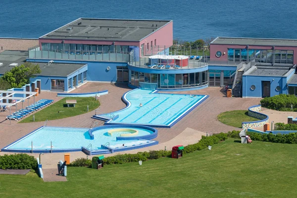 Aerial view swimming pool German island Helgoland in Northsea — Stock Photo, Image