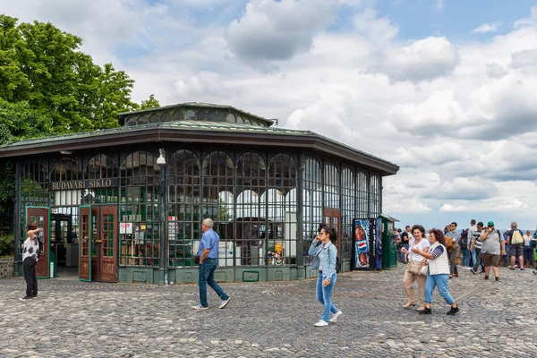 Entrance Budapest Castle Hill Funicular - Budavari Siklo- in Budapest, Hungary — Stock Photo, Image