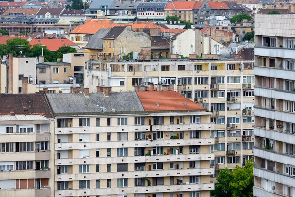 Luchtfoto residentiële wijk Boedapest met appartementen — Stockfoto