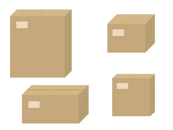 Vector conjunto cajas de cartón marrón cerrado caja de cartón — Vector de stock