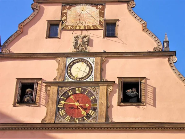 Famous clock in Rothenburg ob der Tauber — Stock fotografie