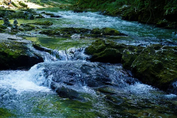 Radovna 강 Podhom 근처에서 이끼 낀 바위 — 스톡 사진