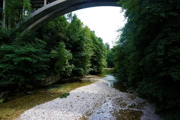 Bro over Sava i Kranj – stockfoto