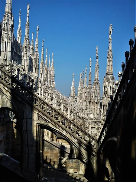 美丽的建筑在米兰大教堂的屋顶上 — 图库照片