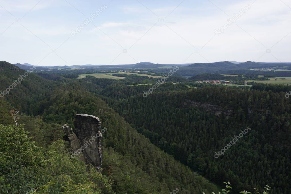 View from Brand mountain to some famous table hills and Bohemian Switzerland
