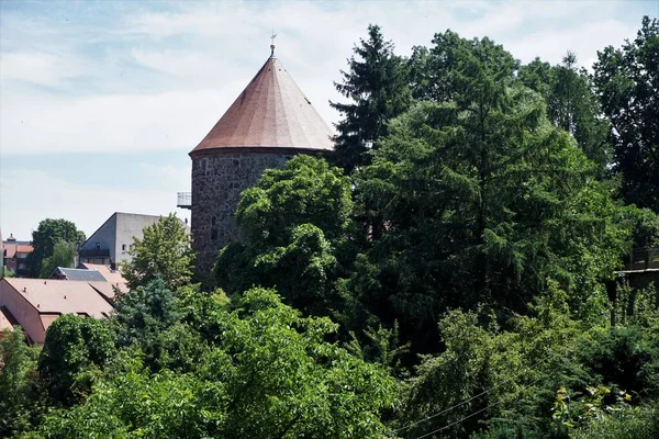 Věž Tanner Bašty Bautzen Skryté Stromy — Stock fotografie