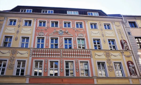 Красивые Фасады Домов Центре Города Баутцен Германия — стоковое фото