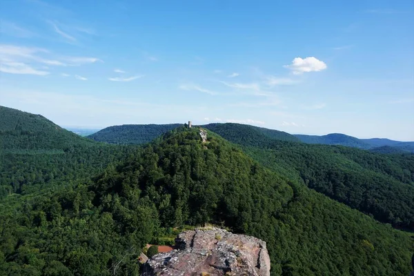 Uitzicht Het Heuvelachtige Landschap Van Het Trifels Gebied Rijnland Palts — Stockfoto