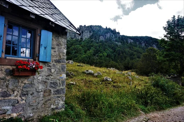 Vedere Ferme Auberge Frankenthal Stâncile Din Martinswand Franța — Fotografie, imagine de stoc