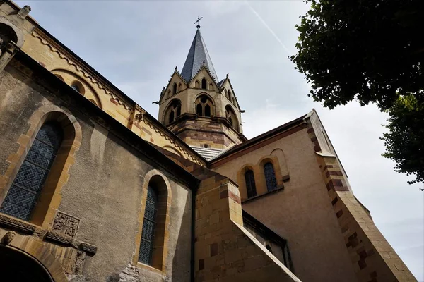 Blick Aus Der Vogelperspektive Auf Die Marienkirche Von Rouffach Frankreich — Stockfoto