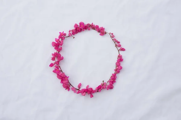 Circle pink flower frame of coral vine