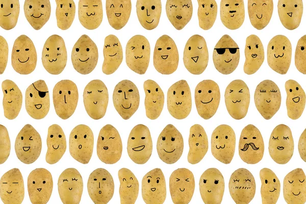 Padrão de batatas com rosto de desenho animado — Fotografia de Stock