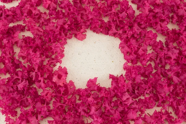 Rózsaszín gyászszalagot mirtusz szirmok minta, kerek másol tér közepén — Stock Fotó