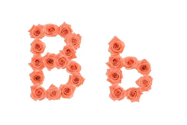 Letter Alfabet Gemaakt Van Oranje Rozen Geïsoleerd Witte Achtergrond — Stockfoto