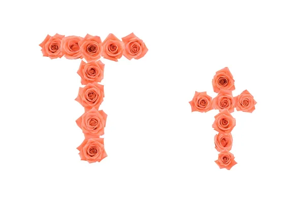 Letter Alphabet Made Orange Roses Isolated White Background — Stock Photo, Image