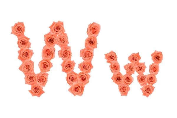 Letter Alfabet Gemaakt Van Oranje Rozen Geïsoleerd Witte Achtergrond — Stockfoto