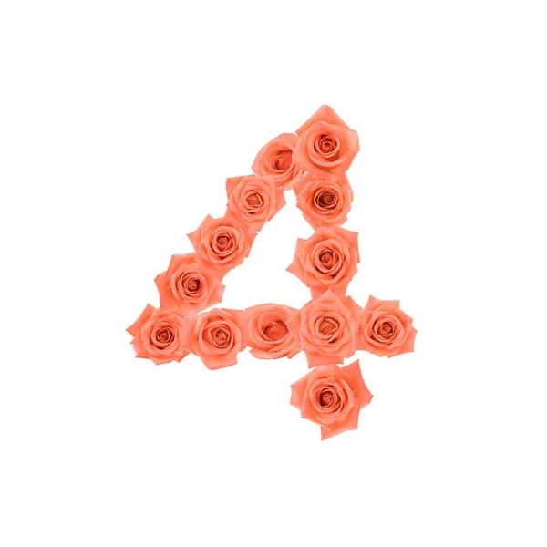 Nummer Gemaakt Van Oranje Rozen Geïsoleerd Witte Achtergrond — Stockfoto