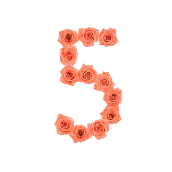 Νούμερο Από Πορτοκαλί Τριαντάφυλλα Που Απομονώνονται Λευκό Φόντο — Φωτογραφία Αρχείου