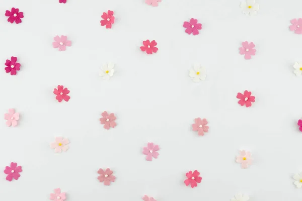 Rózsaszín Hangot Papír Virágok Vízszintes Mintát Másolatot Hely Másolás Tér — Stock Fotó