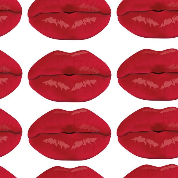 Het patroon van vrouwelijke lippen. Een set van lippen, met de mond gesloten. Een patroon van lippen tegen een lichte achtergrond. — Stockvector