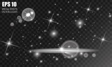 Soyut şeffaf ışıltı parlama ışık efekti. Noel kavramı. Vektör çizim