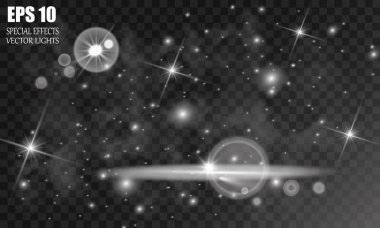 Soyut şeffaf ışıltı parlama ışık efekti. Noel kavramı. Vektör çizim duman