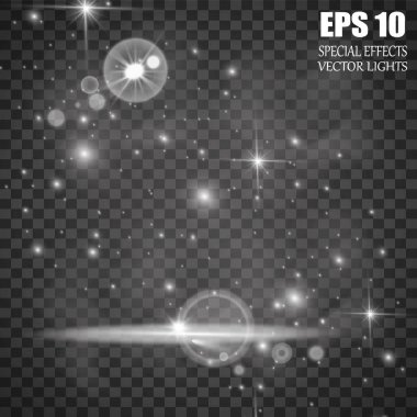 Soyut şeffaf ışıltı parlama ışık efekti. Noel kavramı. Vektör çizim duman.