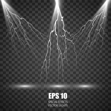 Vektör izole bir projektör. Işık efekti yıldırım