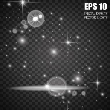 Soyut şeffaf ışıltı parlama ışık efekti. Noel kavramı. Vektör çizim duman.