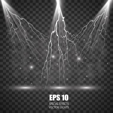 Vektör izole bir projektör. Işık efekti yıldırım