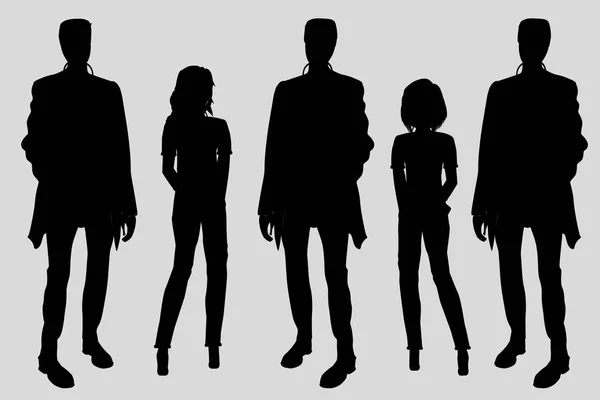 Hommes d'affaires, ensemble de silhouettes vectorielles — Image vectorielle