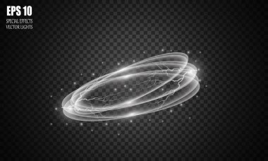 Parlayan sihirli beyaz alev daire yüzük izleme.