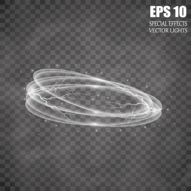 Parlayan sihirli beyaz alev daire yüzük izleme.