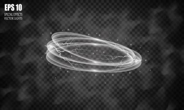 Parlayan sihirli beyaz alev daire yüzük izleme.