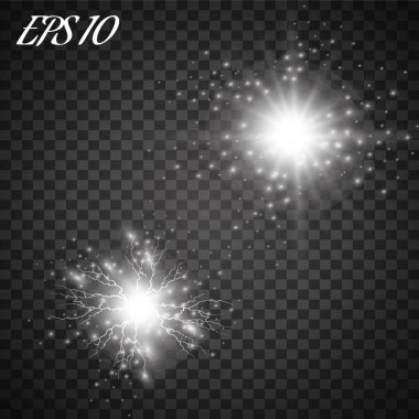 Vektör parlayan ışık efekti kümesi patlamaları sparkles şeffaf arka plan ile yıldız.