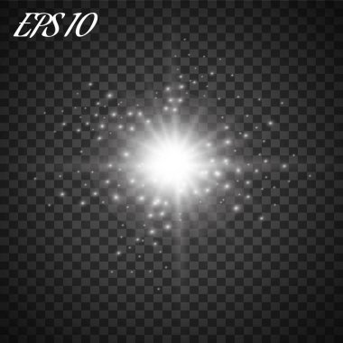 Vektör parlayan ışık efekti kümesi patlamaları sparkles şeffaf arka plan ile yıldız.