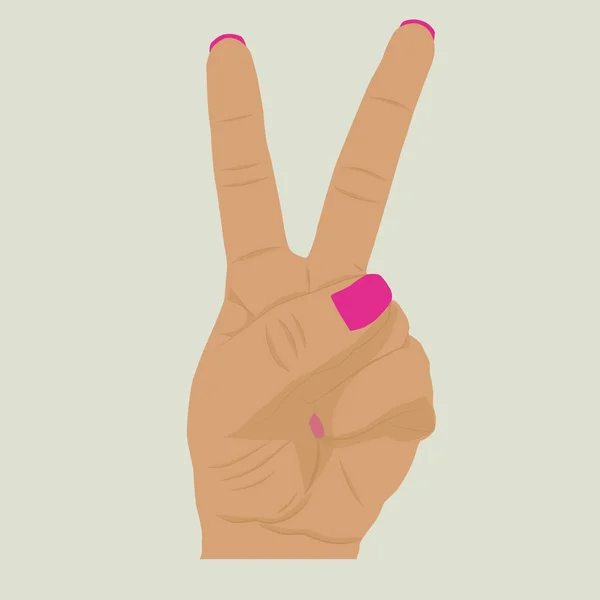 Znamení míru gesto ruky, symbol. Načrtněte vektorové ilustrace dvěma prsty ženské ruky a muže. — Stockový vektor